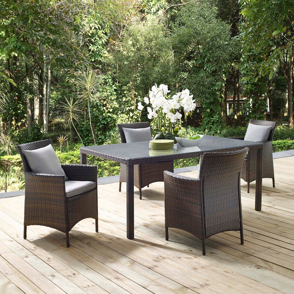 Modway Conduit 5 Piece Outdoor Patio Wicker Rattan Set - EEI-3892 | Outdoor Dining Sets | Modishstore - 28