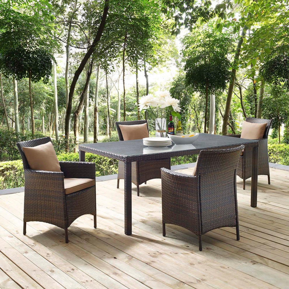 Modway Conduit 5 Piece Outdoor Patio Wicker Rattan Set - EEI-3892 | Outdoor Dining Sets | Modishstore - 35