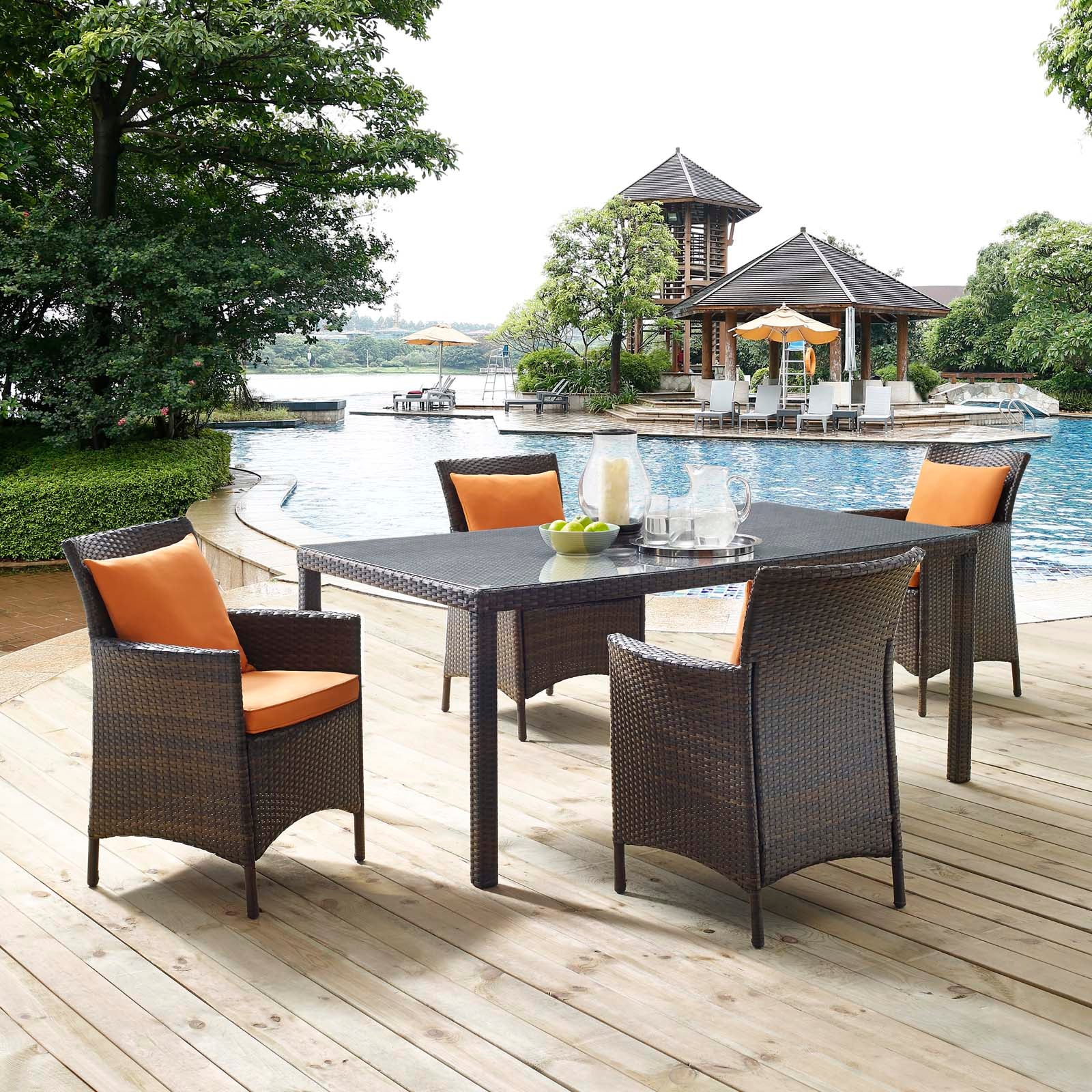 Modway Conduit 5 Piece Outdoor Patio Wicker Rattan Set - EEI-3892 | Outdoor Dining Sets | Modishstore - 42