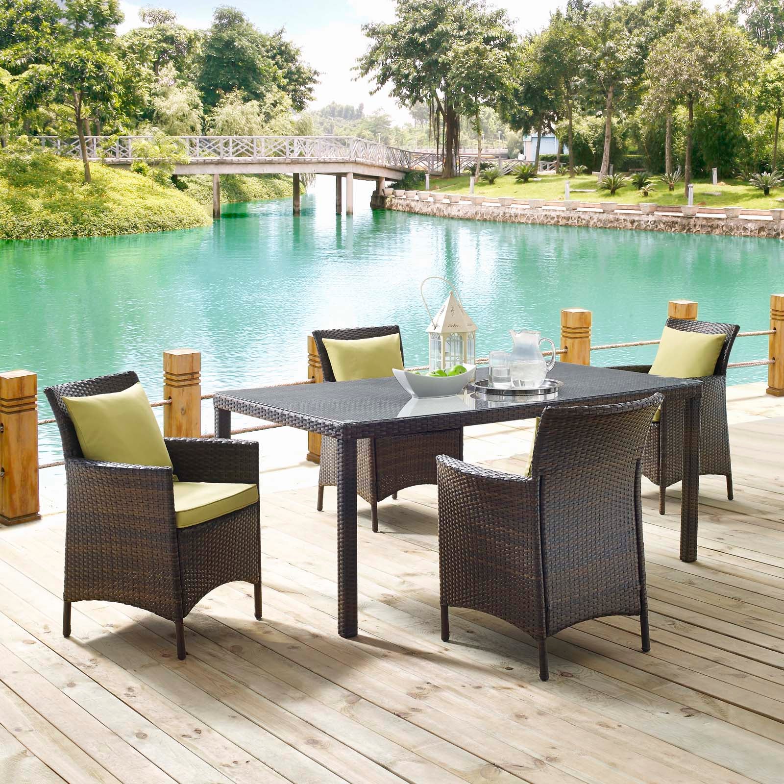 Modway Conduit 5 Piece Outdoor Patio Wicker Rattan Set - EEI-3892 | Outdoor Dining Sets | Modishstore - 49
