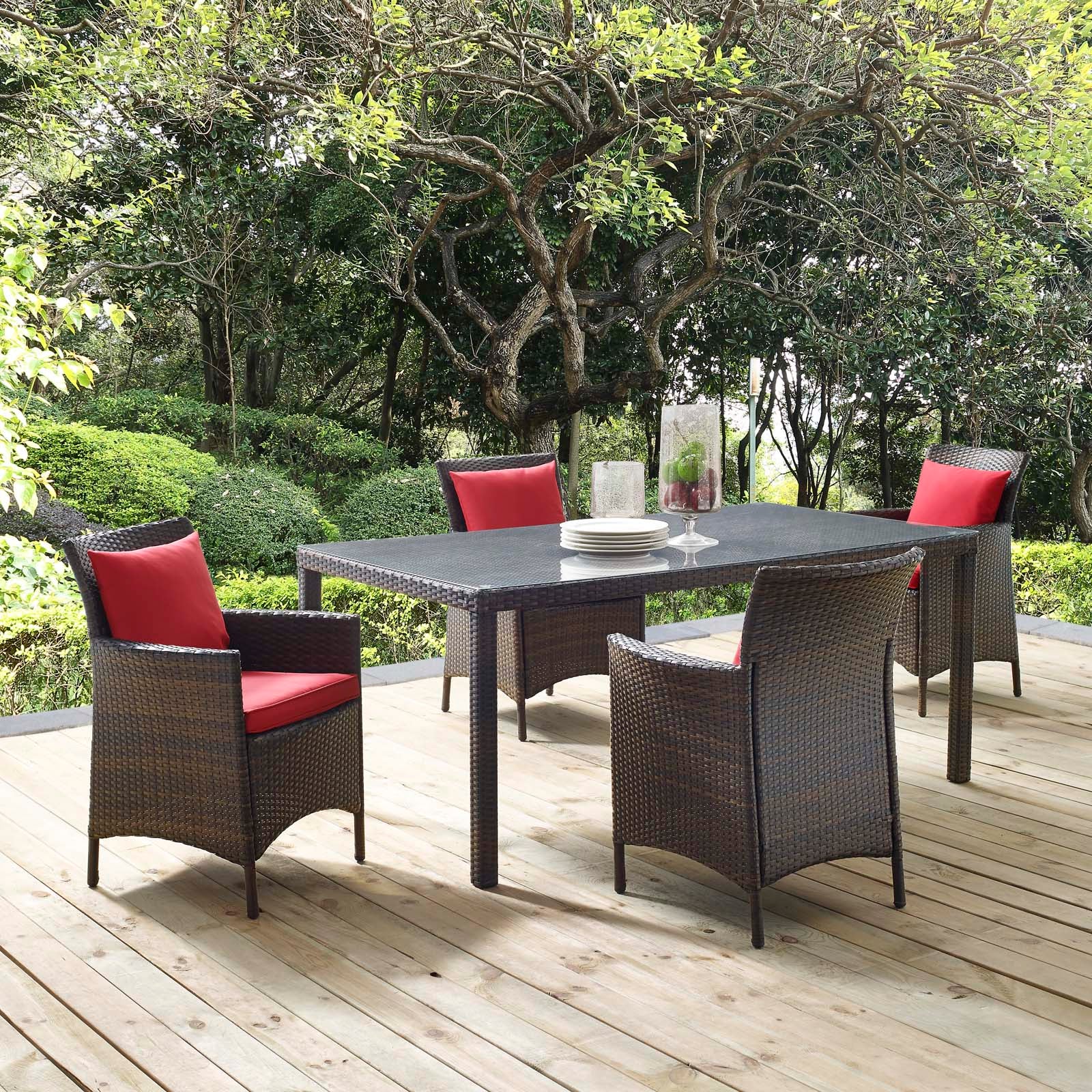 Modway Conduit 5 Piece Outdoor Patio Wicker Rattan Set - EEI-3892 | Outdoor Dining Sets | Modishstore - 56