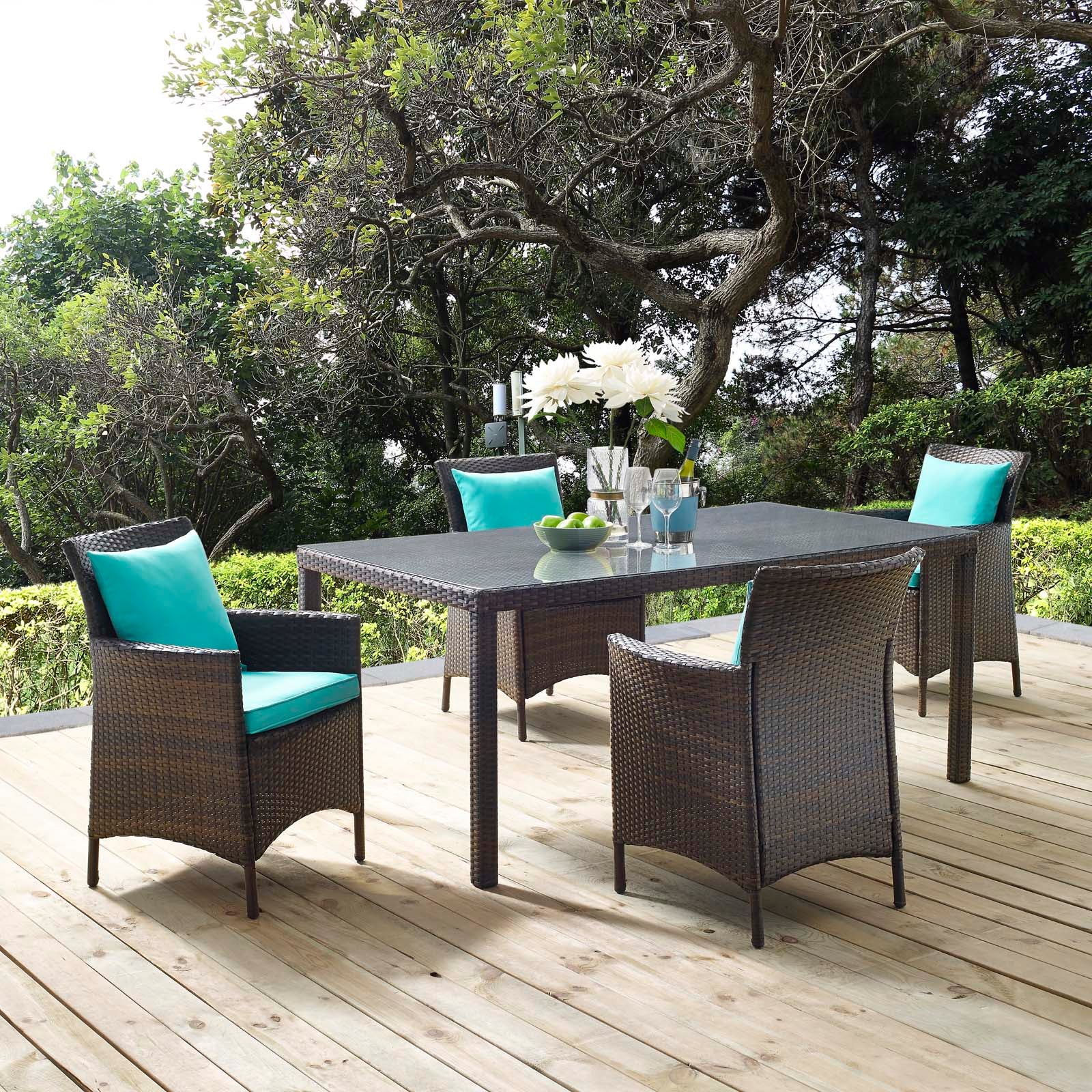 Modway Conduit 5 Piece Outdoor Patio Wicker Rattan Set - EEI-3892 | Outdoor Dining Sets | Modishstore - 63