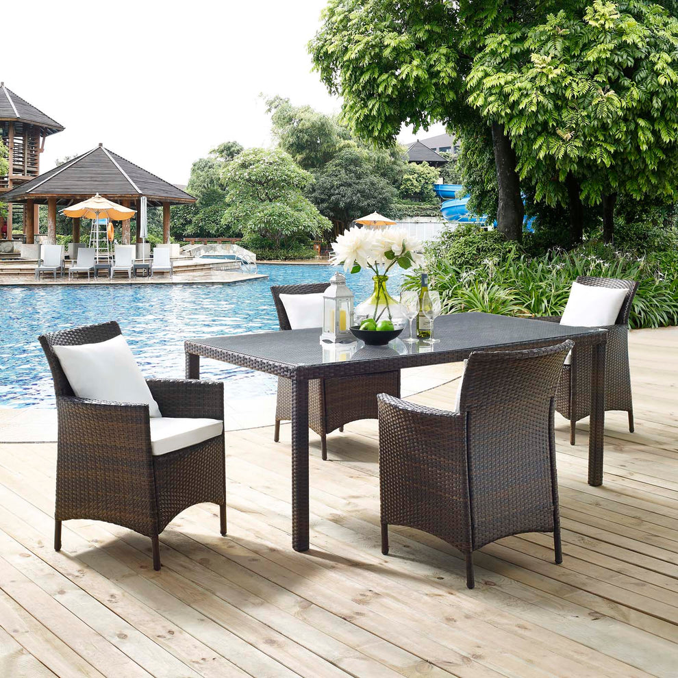 Modway Conduit 5 Piece Outdoor Patio Wicker Rattan Set - EEI-3892 | Outdoor Dining Sets | Modishstore - 70