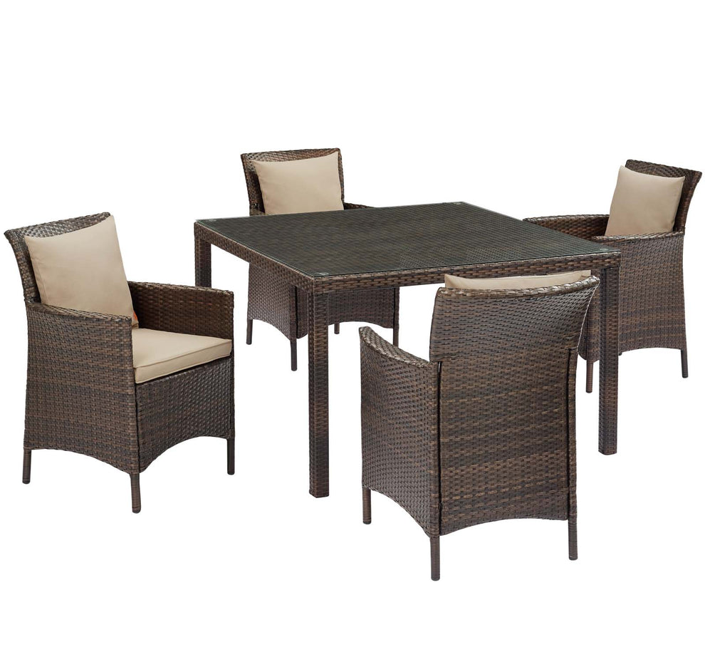 Modway Conduit 5 Piece Outdoor Patio Wicker Rattan Set - EEI-3893 | Outdoor Sofas, Loveseats & Sectionals | Modishstore - 2