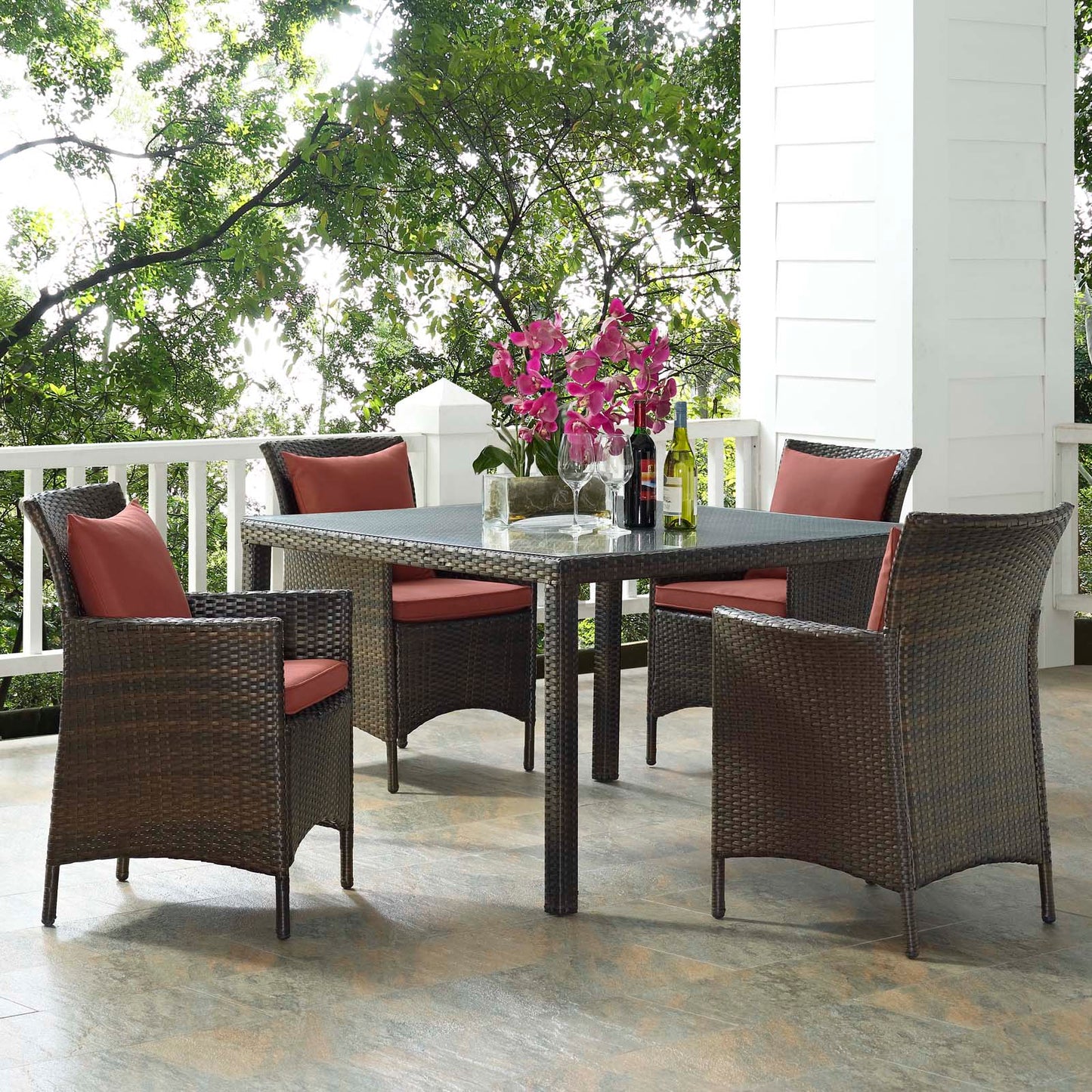 Modway Conduit 5 Piece Outdoor Patio Wicker Rattan Set - EEI-3893 | Outdoor Sofas, Loveseats & Sectionals | Modishstore - 14