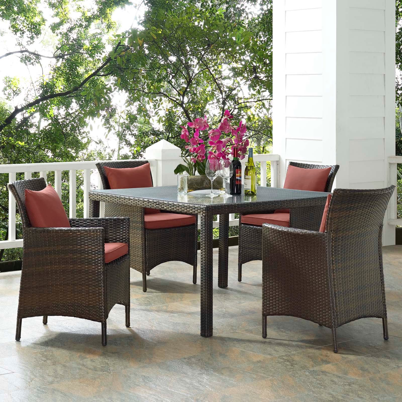 Modway Conduit 5 Piece Outdoor Patio Wicker Rattan Set - EEI-3893 | Outdoor Sofas, Loveseats & Sectionals | Modishstore - 14