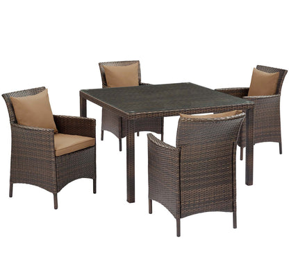 Modway Conduit 5 Piece Outdoor Patio Wicker Rattan Set - EEI-3893 | Outdoor Sofas, Loveseats & Sectionals | Modishstore - 15