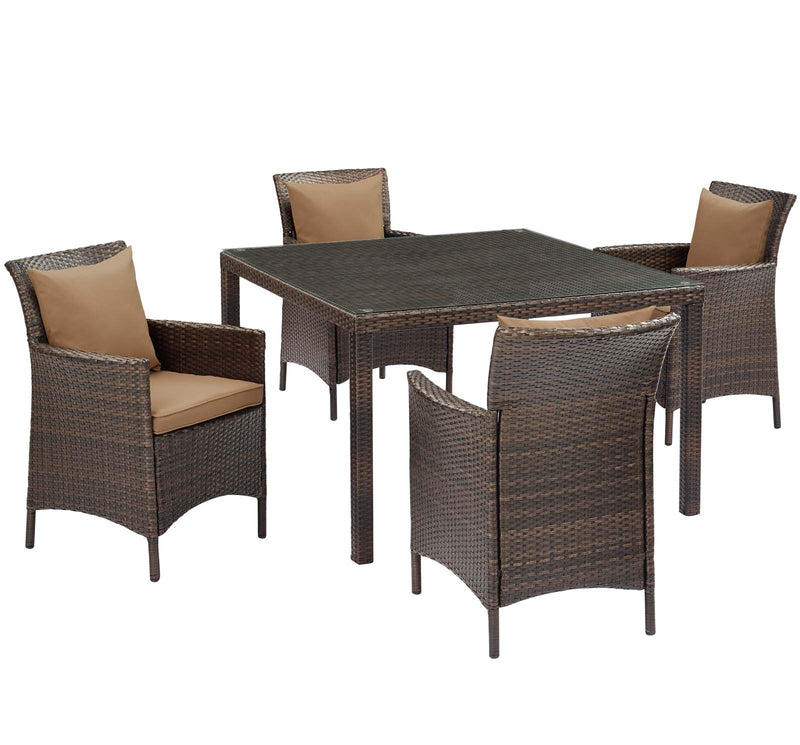 Modway Conduit 5 Piece Outdoor Patio Wicker Rattan Set - EEI-3893 | Outdoor Sofas, Loveseats & Sectionals | Modishstore - 15