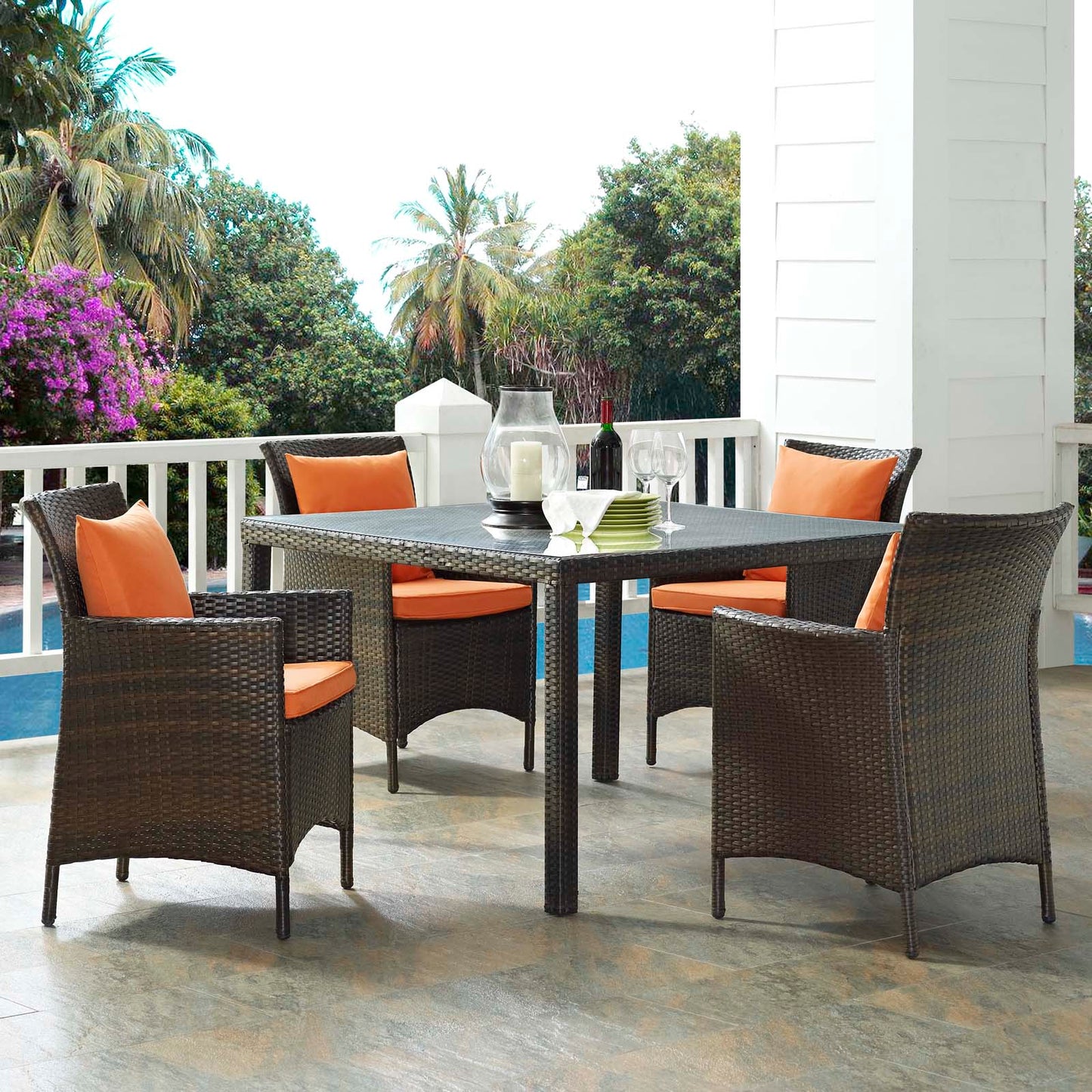 Modway Conduit 5 Piece Outdoor Patio Wicker Rattan Set - EEI-3893 | Outdoor Sofas, Loveseats & Sectionals | Modishstore - 28