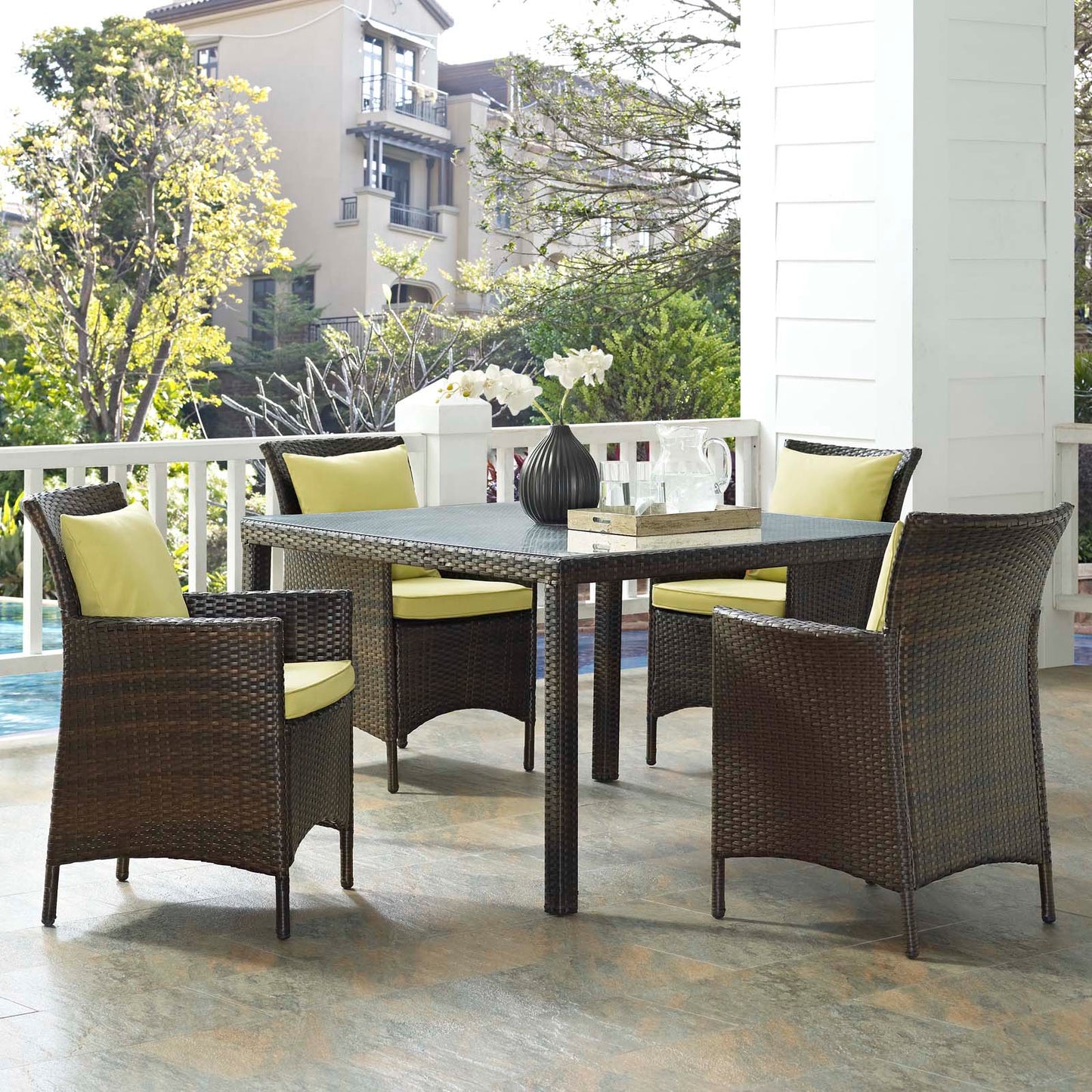 Modway Conduit 5 Piece Outdoor Patio Wicker Rattan Set - EEI-3893 | Outdoor Sofas, Loveseats & Sectionals | Modishstore - 35