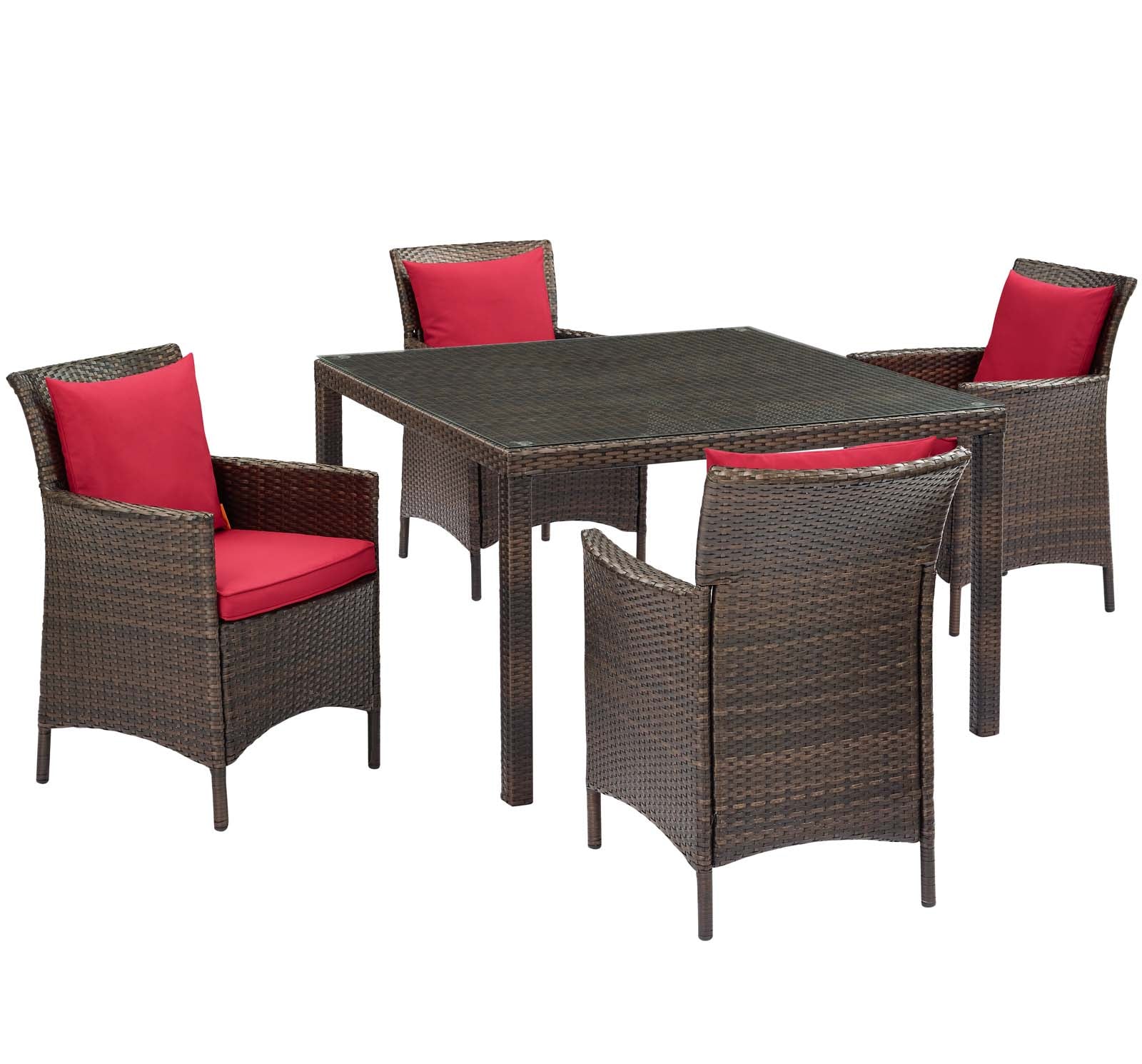 Modway Conduit 5 Piece Outdoor Patio Wicker Rattan Set - EEI-3893 | Outdoor Sofas, Loveseats & Sectionals | Modishstore - 36