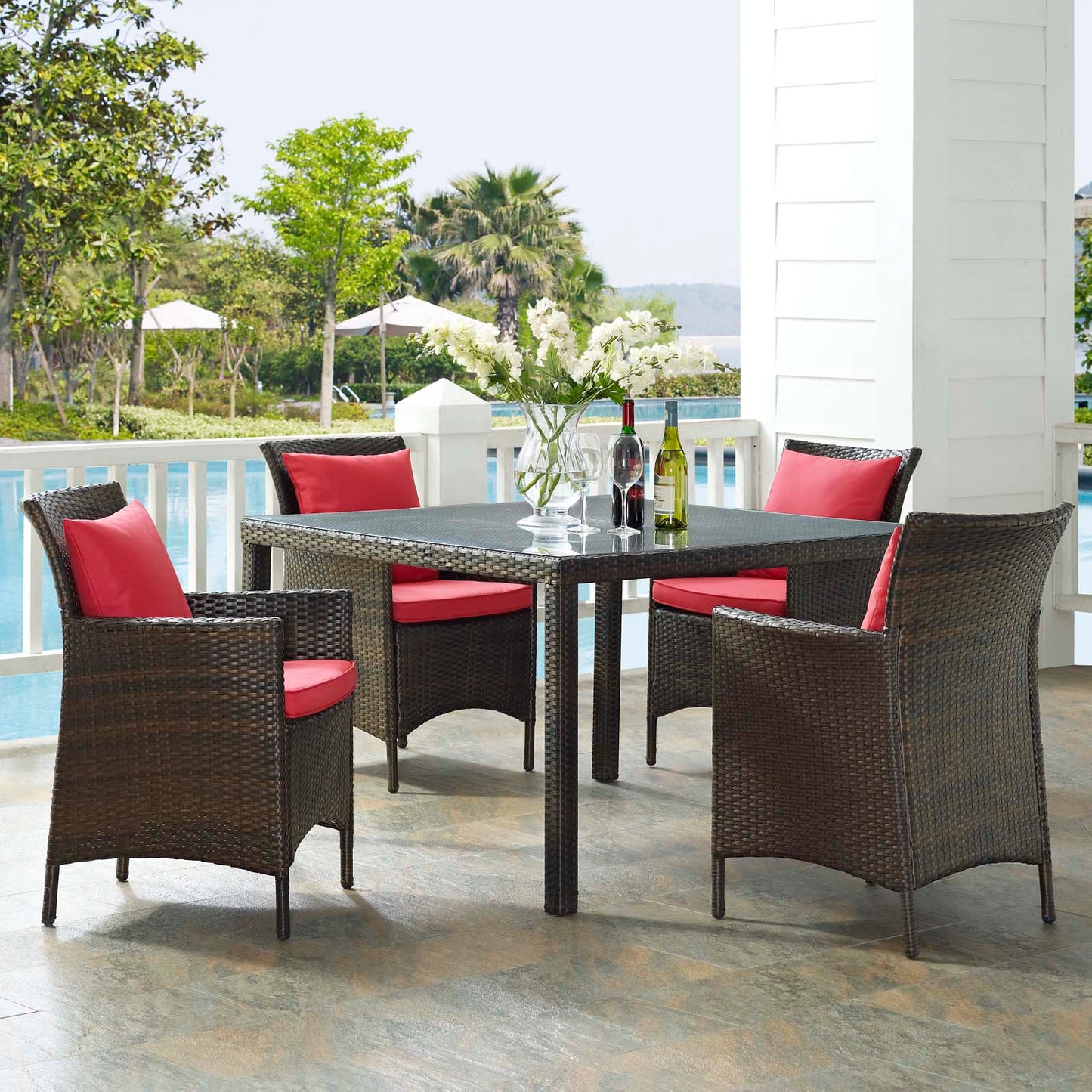 Modway Conduit 5 Piece Outdoor Patio Wicker Rattan Set - EEI-3893 | Outdoor Sofas, Loveseats & Sectionals | Modishstore - 42