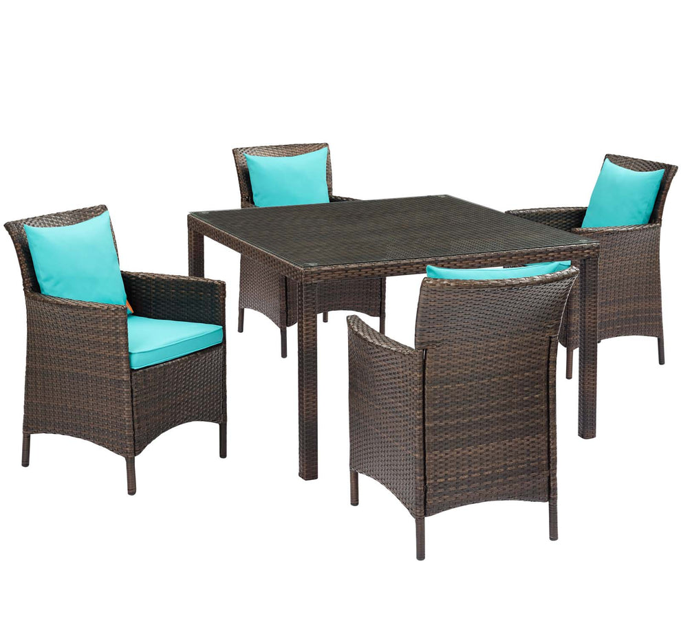 Modway Conduit 5 Piece Outdoor Patio Wicker Rattan Set - EEI-3893 | Outdoor Sofas, Loveseats & Sectionals | Modishstore - 43