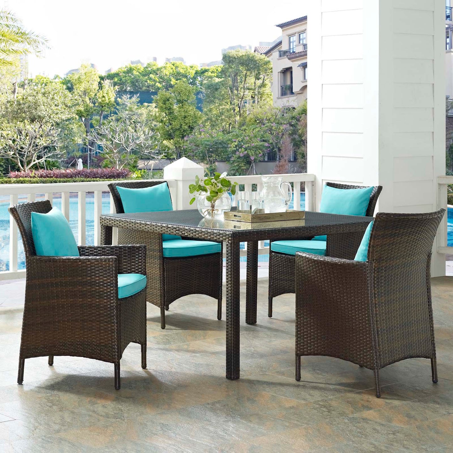 Modway Conduit 5 Piece Outdoor Patio Wicker Rattan Set - EEI-3893 | Outdoor Sofas, Loveseats & Sectionals | Modishstore - 49