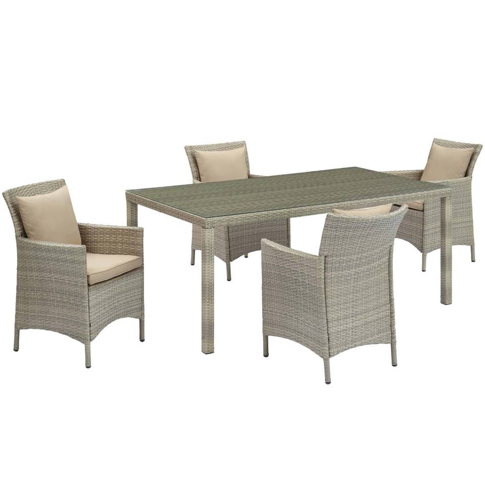 Modway Conduit 5 Piece Outdoor Patio Wicker Rattan Dining Set - EEI-3894 | Outdoor Dining Sets | Modishstore - 2