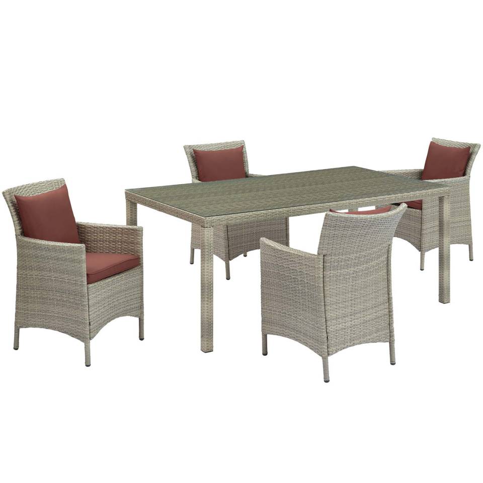 Modway Conduit 5 Piece Outdoor Patio Wicker Rattan Dining Set - EEI-3894 | Outdoor Dining Sets | Modishstore - 8