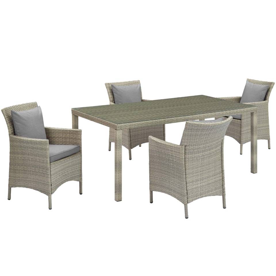 Modway Conduit 5 Piece Outdoor Patio Wicker Rattan Dining Set - EEI-3894 | Outdoor Dining Sets | Modishstore - 9