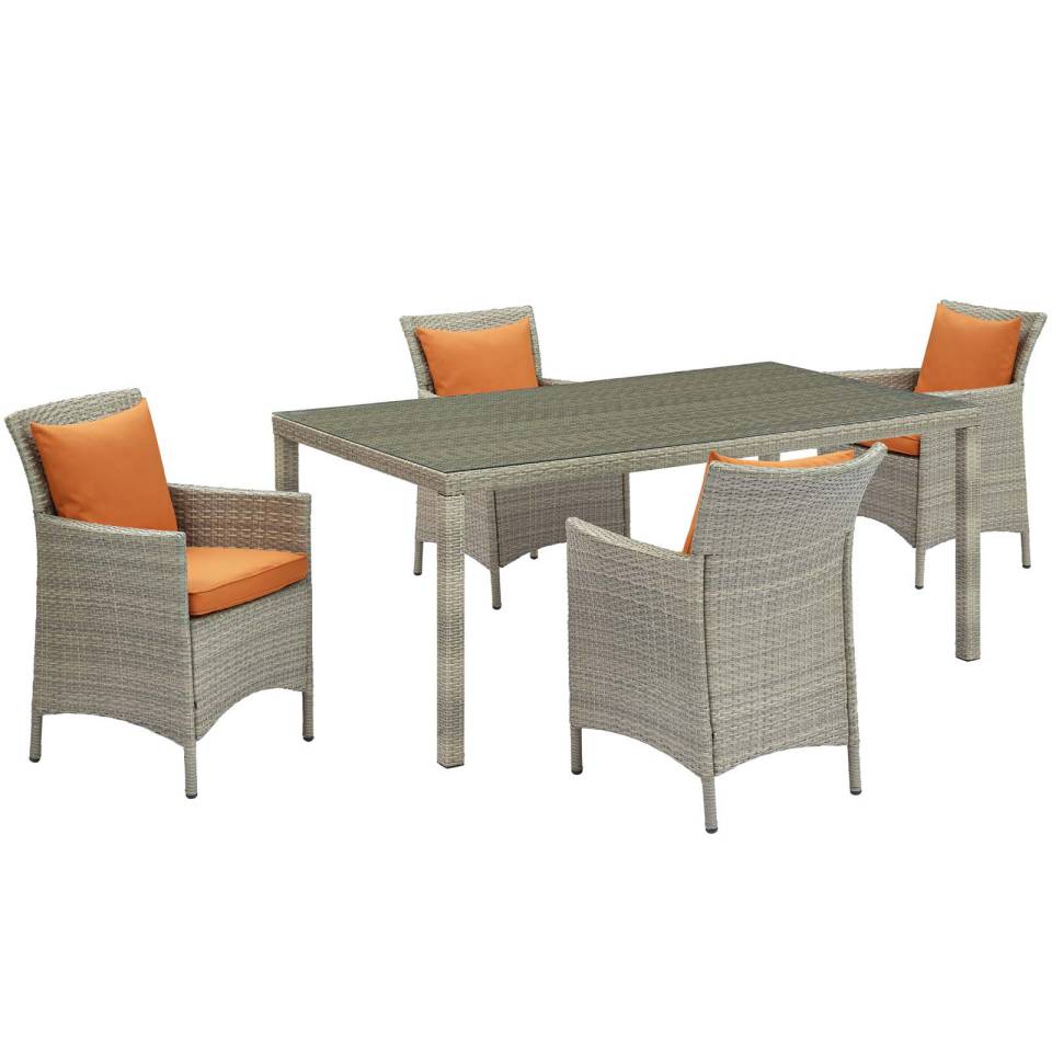 Modway Conduit 5 Piece Outdoor Patio Wicker Rattan Dining Set - EEI-3894 | Outdoor Dining Sets | Modishstore - 11