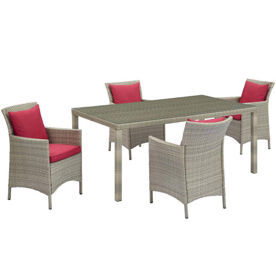 Modway Conduit 5 Piece Outdoor Patio Wicker Rattan Dining Set - EEI-3894 | Outdoor Dining Sets | Modishstore - 13