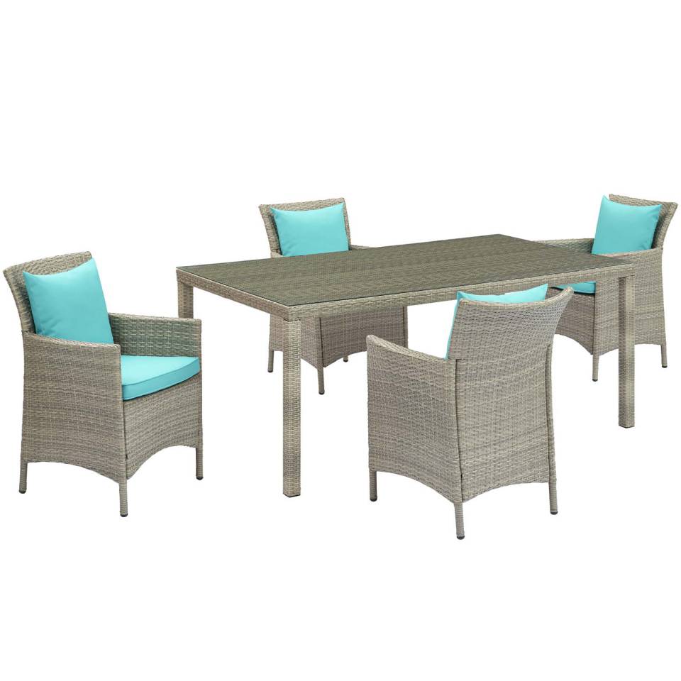 Modway Conduit 5 Piece Outdoor Patio Wicker Rattan Dining Set - EEI-3894 | Outdoor Dining Sets | Modishstore - 14
