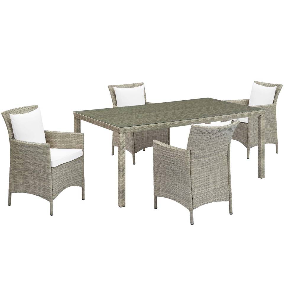 Modway Conduit 5 Piece Outdoor Patio Wicker Rattan Dining Set - EEI-3894 | Outdoor Dining Sets | Modishstore - 15