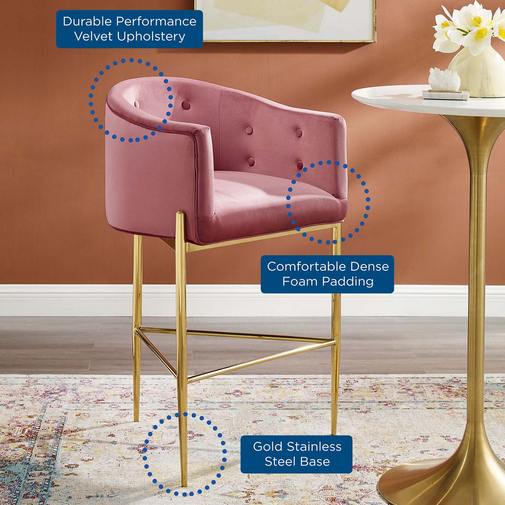 Savour Tufted Performance Velvet Bar Stool By Modway - EEI-3911 | Bar Stools | Modishstore - 16