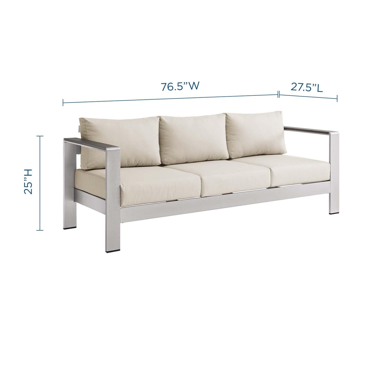 Modway Shore Outdoor Patio Aluminum Sofa | Outdoor Sofas, Loveseats & Sectionals | Modishstore-4