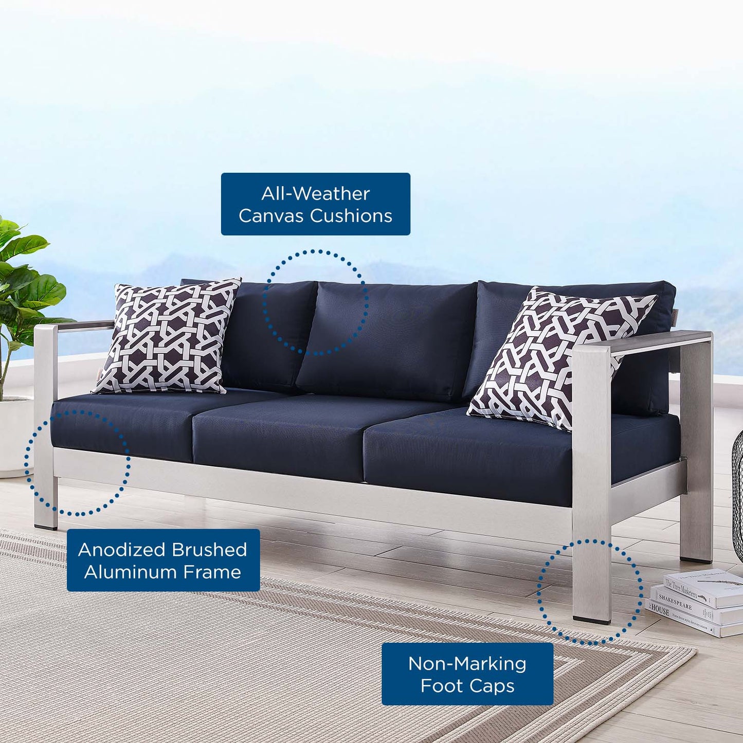 Modway Shore Outdoor Patio Aluminum Sofa | Outdoor Sofas, Loveseats & Sectionals | Modishstore-27