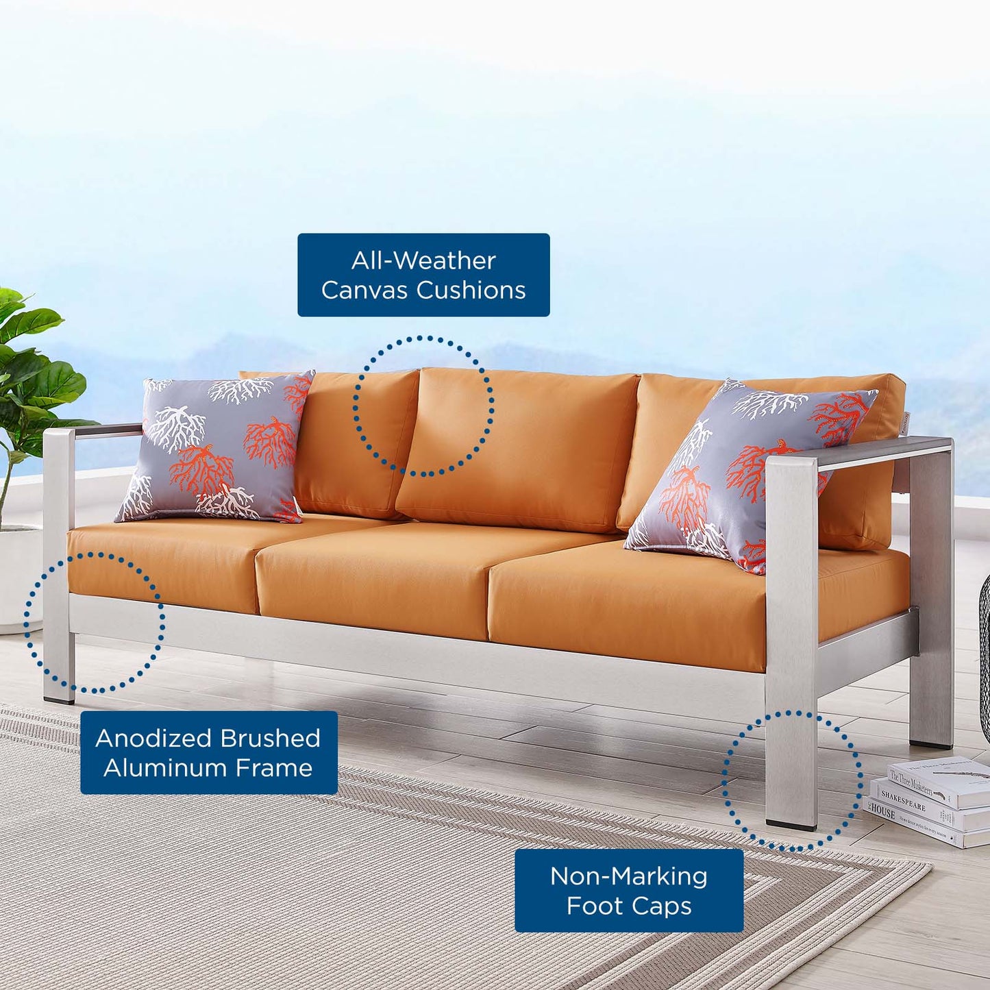 Modway Shore Outdoor Patio Aluminum Sofa | Outdoor Sofas, Loveseats & Sectionals | Modishstore-36