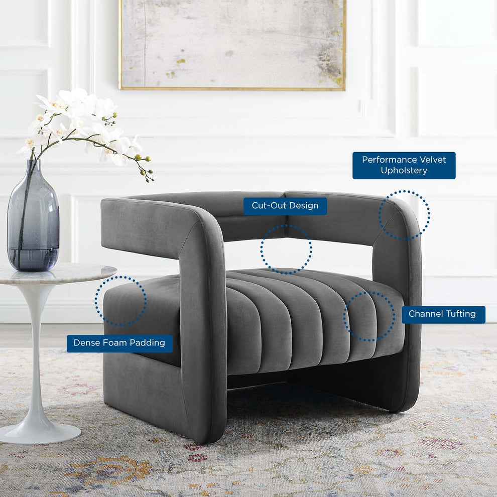 Modway Range Tufted Performance Velvet Accent Armchair - EEI-3920 | Armchairs | Modishstore - 1