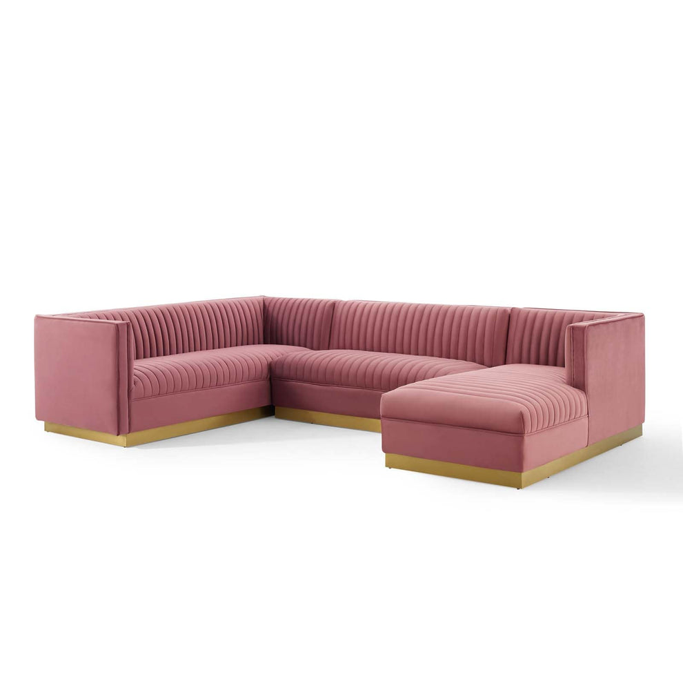 Modway Sanguine 3 Piece Performance Velvet Sectional Sofa Set - EEI-3921 | Sofa Set | Modishstore - 3