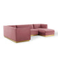 Modway Sanguine 3 Piece Performance Velvet Sectional Sofa Set | Sofas | Modishstore-4