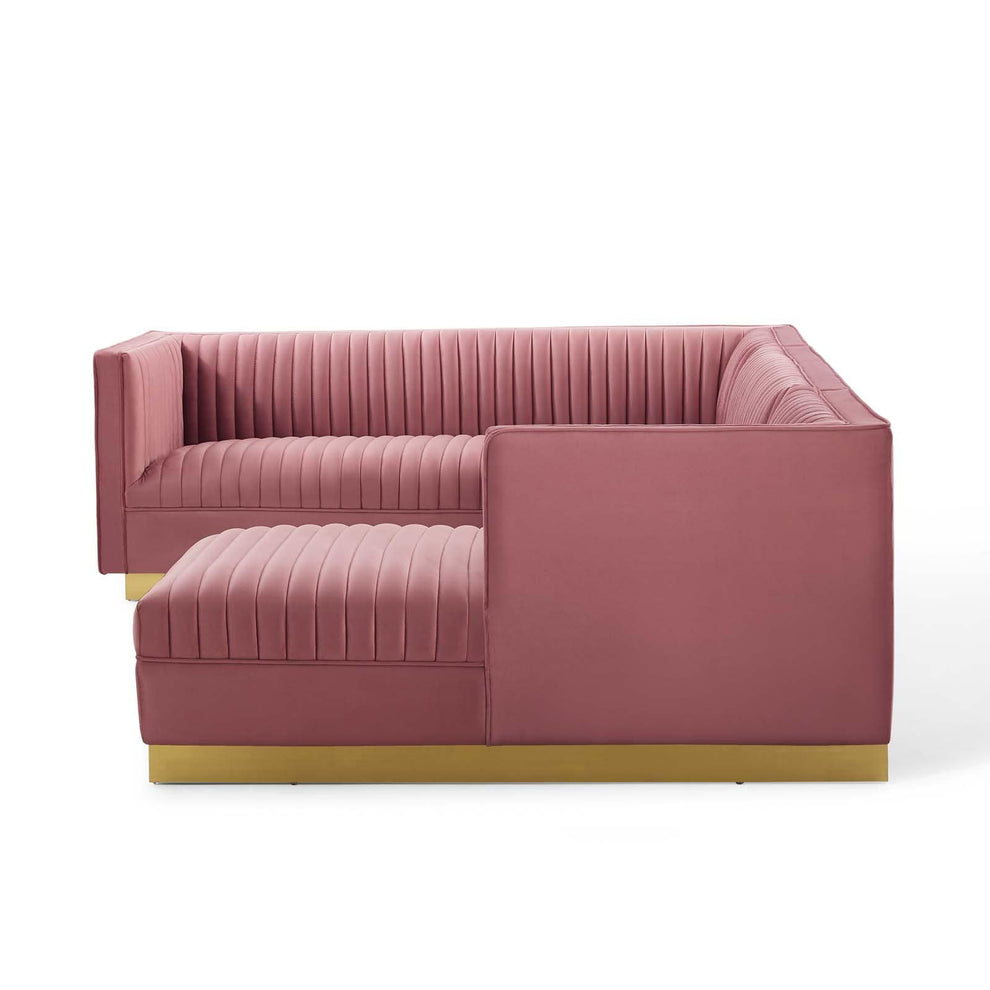 Modway Sanguine 3 Piece Performance Velvet Sectional Sofa Set - EEI-3921 | Sofa Set | Modishstore - 5