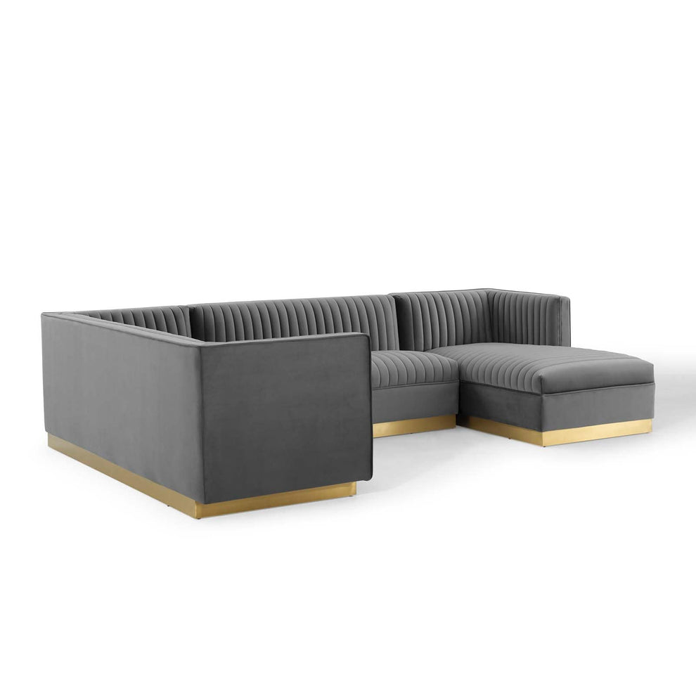 Modway Sanguine 3 Piece Performance Velvet Sectional Sofa Set - EEI-3921 | Sofa Set | Modishstore - 11