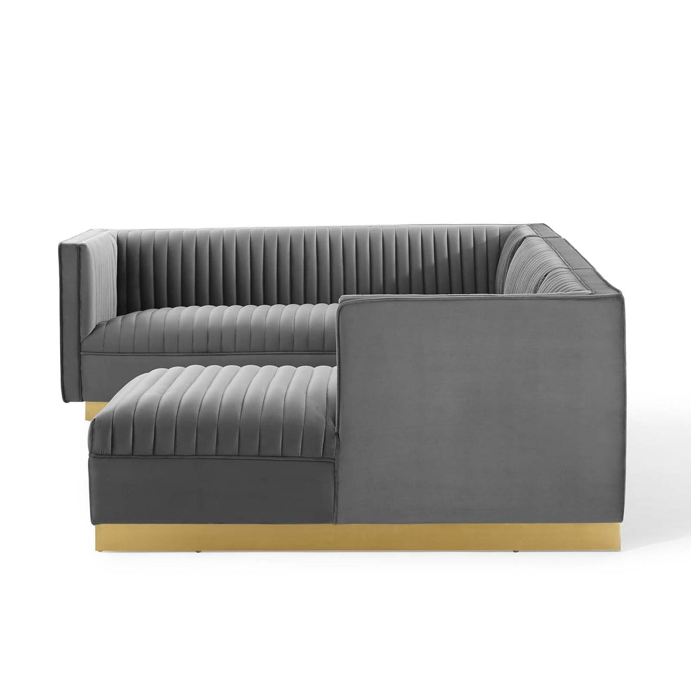 Modway Sanguine 3 Piece Performance Velvet Sectional Sofa Set - EEI-3921 | Sofa Set | Modishstore - 12
