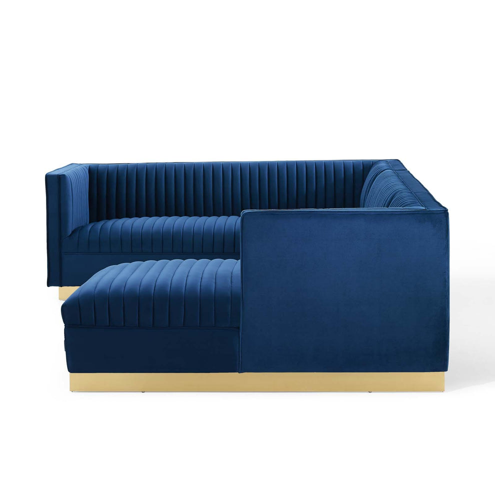 Modway Sanguine 3 Piece Performance Velvet Sectional Sofa Set - EEI-3921 | Sofa Set | Modishstore - 19