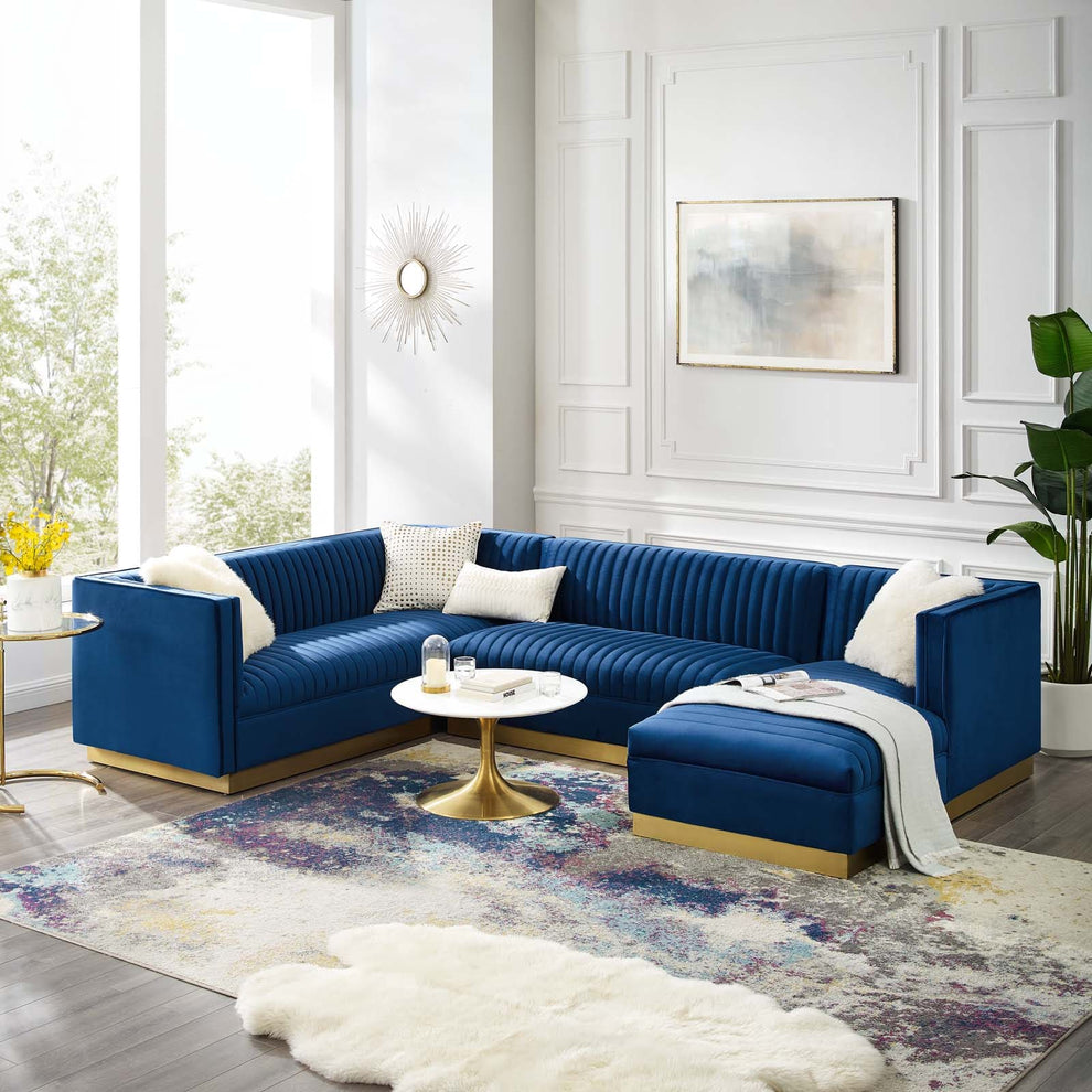 Modway Sanguine 3 Piece Performance Velvet Sectional Sofa Set - EEI-3921 | Sofa Set | Modishstore - 15