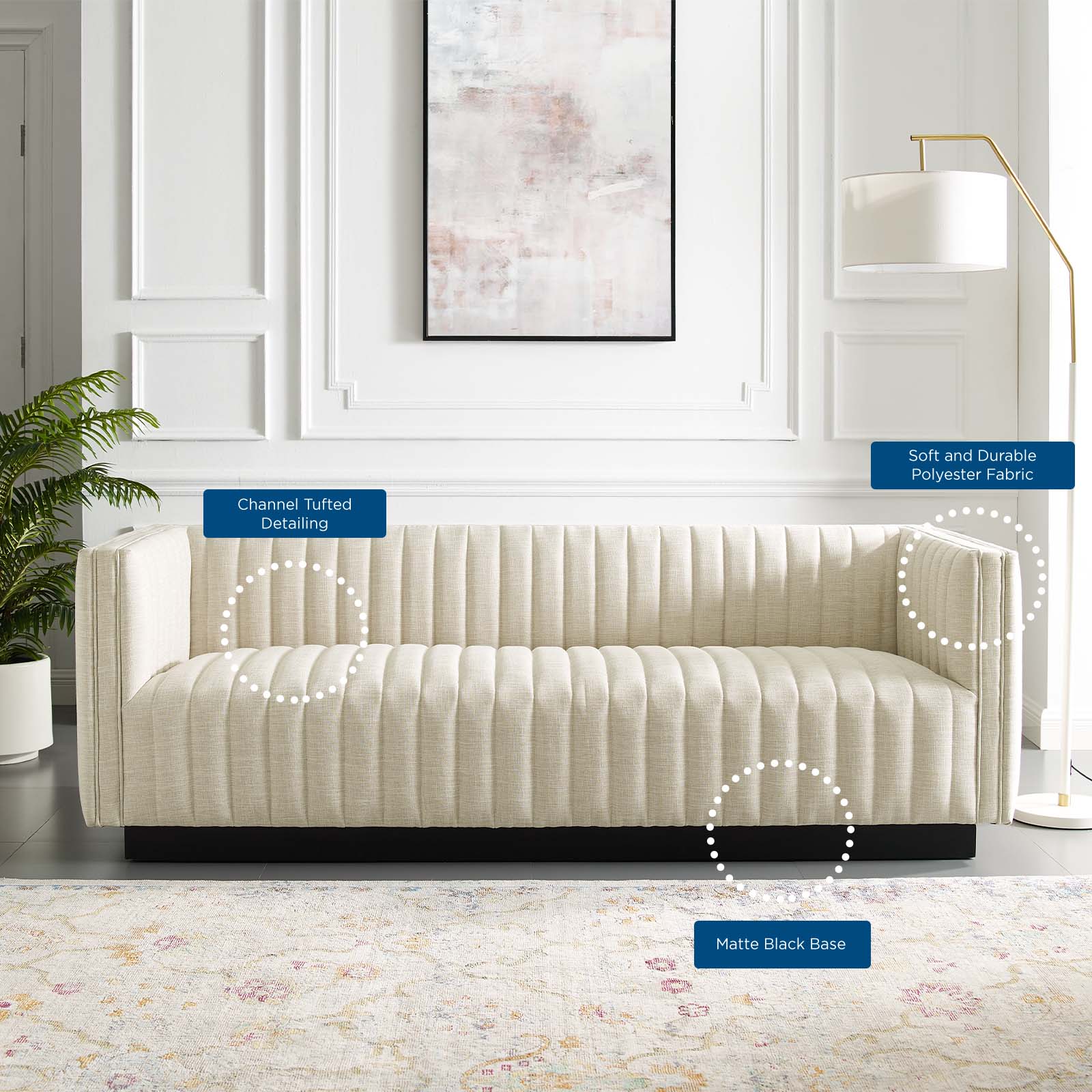 Modway Perception Tufted Upholstered Fabric Sofa | Sofas | Modishstore-20