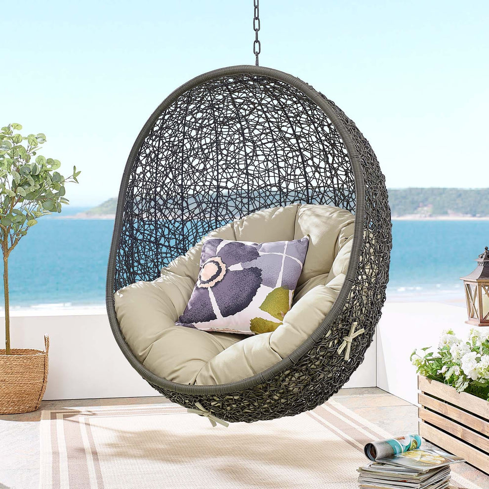 Modway Hide Outdoor Patio Sunbrella Swing Chair With Stand - EEI-3929 | Outdoor Porch Swings | Modishstore - 2