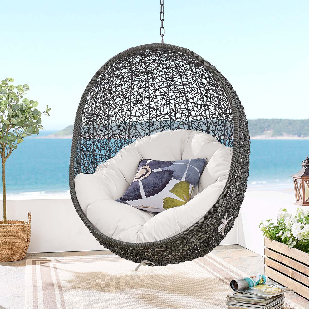 Modway Hide Outdoor Patio Sunbrella Swing Chair With Stand - EEI-3929 | Outdoor Porch Swings | Modishstore - 26