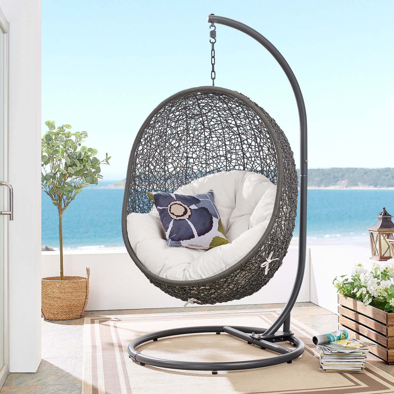 Modway Hide Outdoor Patio Sunbrella Swing Chair With Stand | Outdoor Porch Swings | Modishstore-24