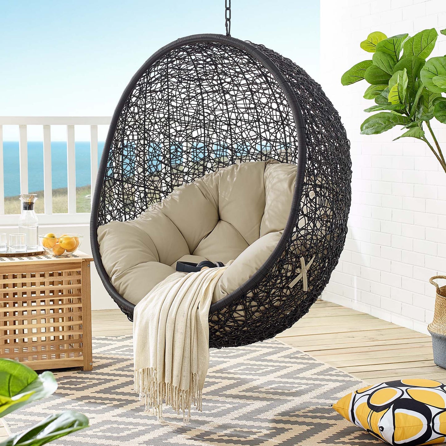 Modway Encase Sunbrella Swing Outdoor Patio Lounge Chair | Outdoor Porch Swings | Modishstore-2