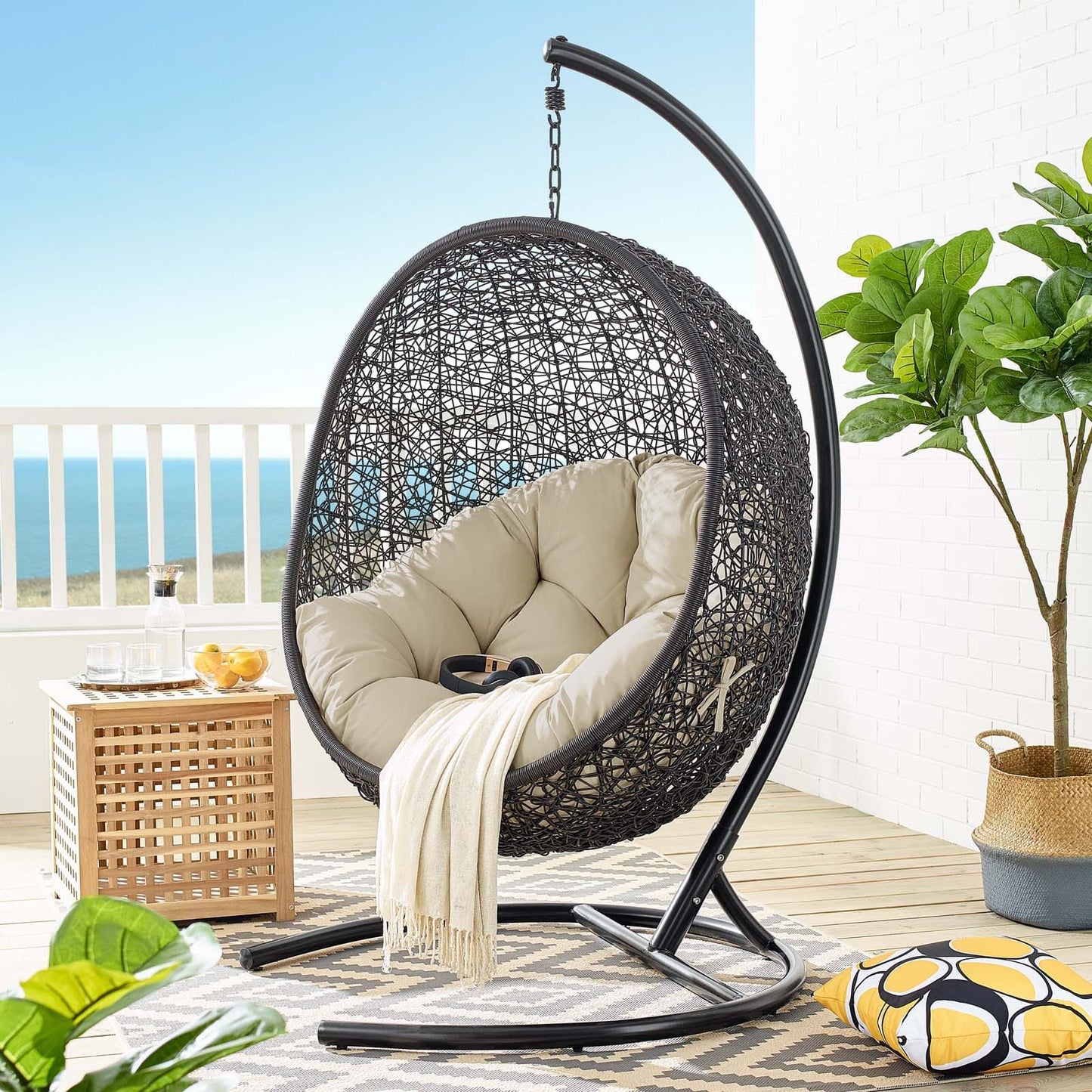 Modway Encase Sunbrella Swing Outdoor Patio Lounge Chair | Outdoor Porch Swings | Modishstore