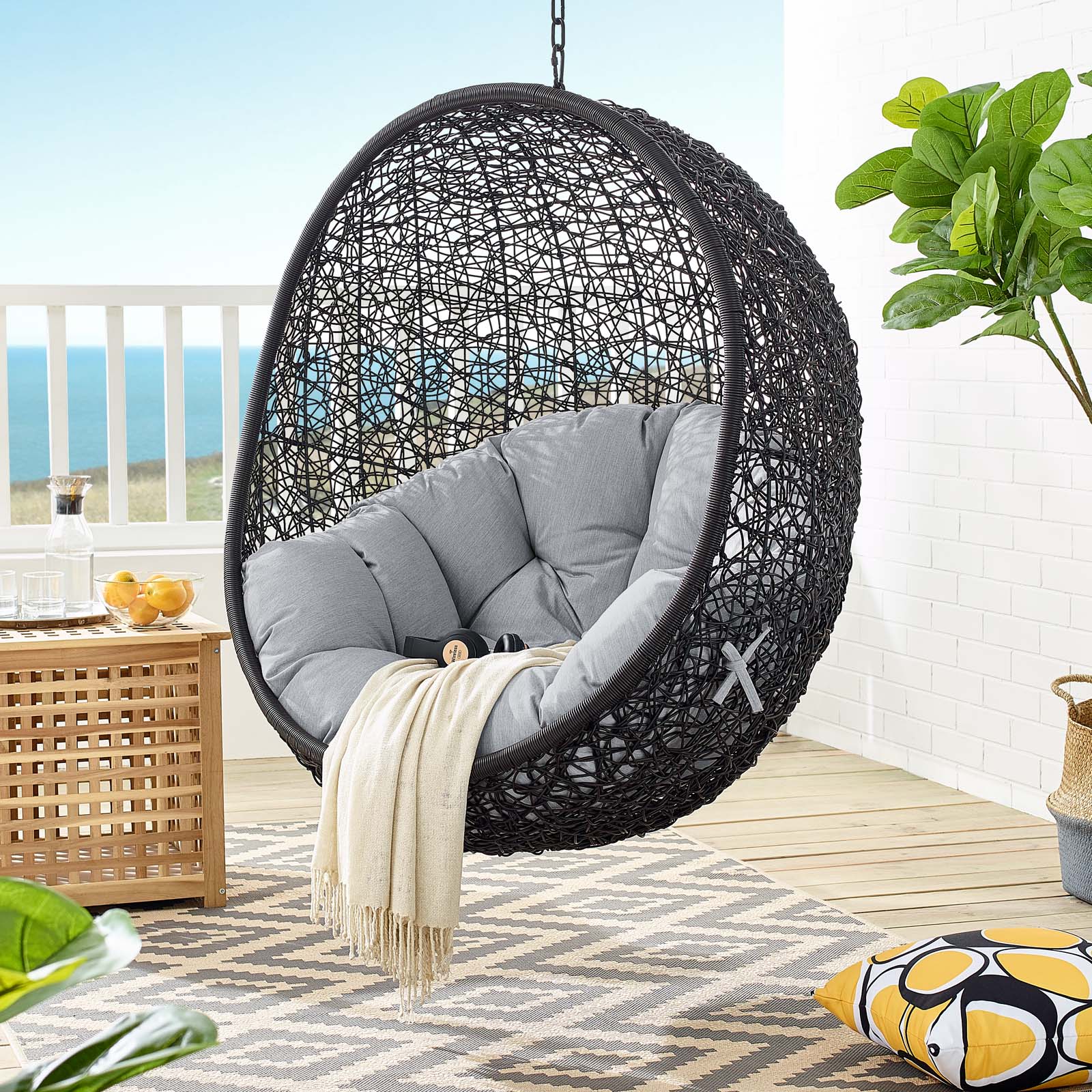 Modway Encase Sunbrella Swing Outdoor Patio Lounge Chair | Outdoor Porch Swings | Modishstore-9