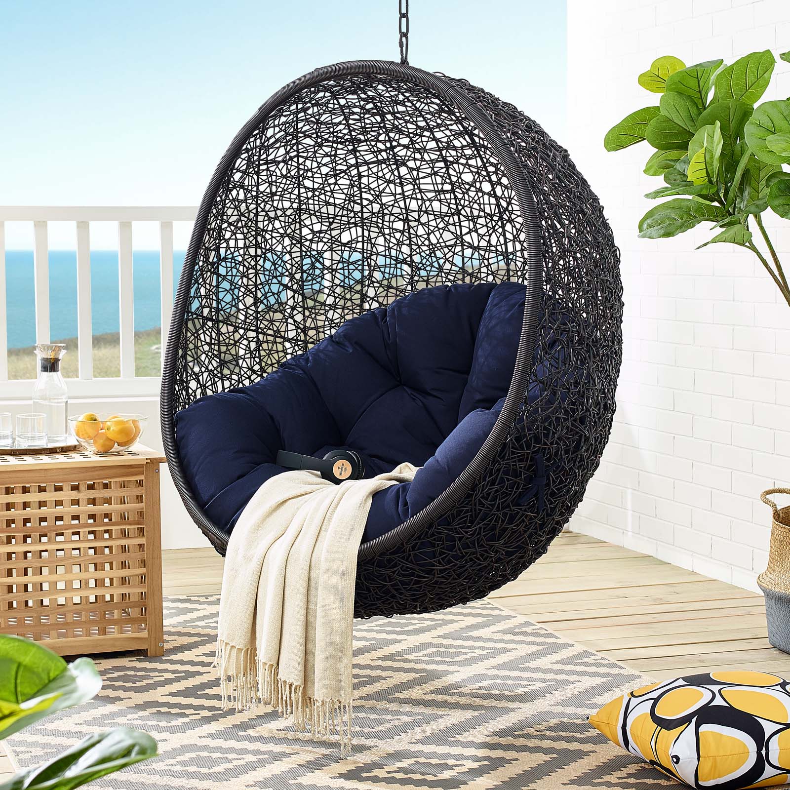 Modway Encase Sunbrella Swing Outdoor Patio Lounge Chair | Outdoor Porch Swings | Modishstore-17