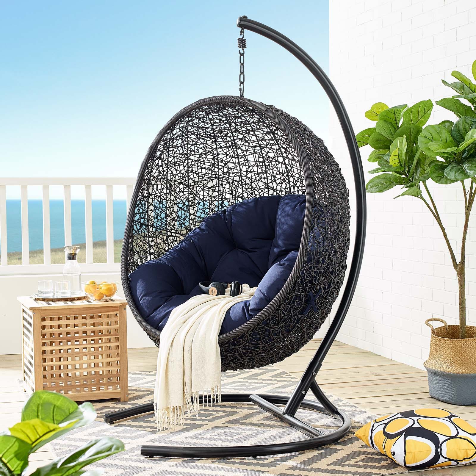 Modway Encase Sunbrella Swing Outdoor Patio Lounge Chair | Outdoor Porch Swings | Modishstore-16