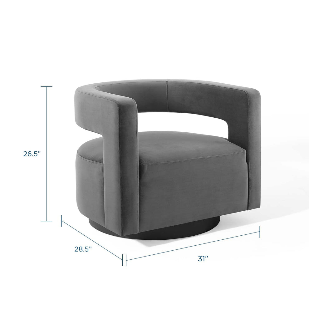 Modway Spin Cutaway Performance Velvet Swivel Armchair - EEI-3947 | Armchairs | Modishstore - 3