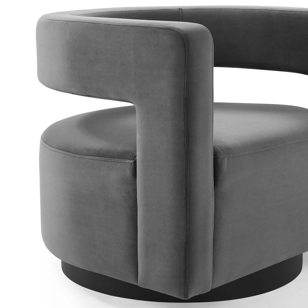 Modway Spin Cutaway Performance Velvet Swivel Armchair - EEI-3947 | Armchairs | Modishstore - 7