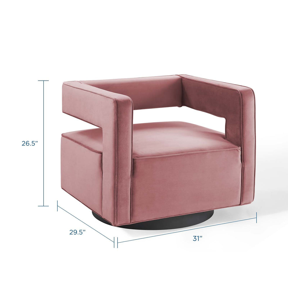 Modway Booth Performance Velvet Swivel Armchair - EEI-3948 | Armchairs | Modishstore - 2