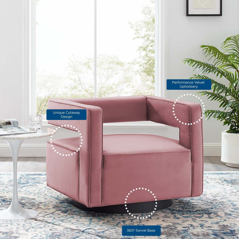 Modway Booth Performance Velvet Swivel Armchair - EEI-3948 | Armchairs | Modishstore - 8